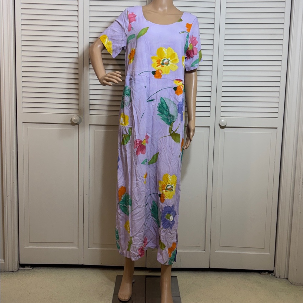 NWT Jam's World Floral Midi Shift Dress Water Flower Print Large